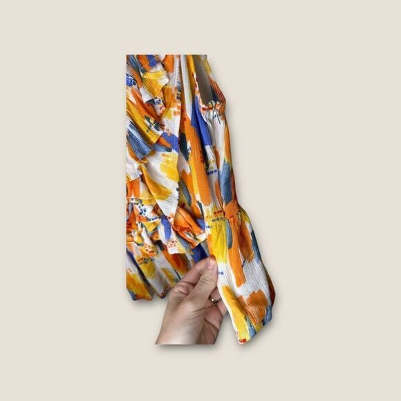 AndTheWhy Orange Splatter Print Sleeveless Blouse Size Small - Picture 3 of 4